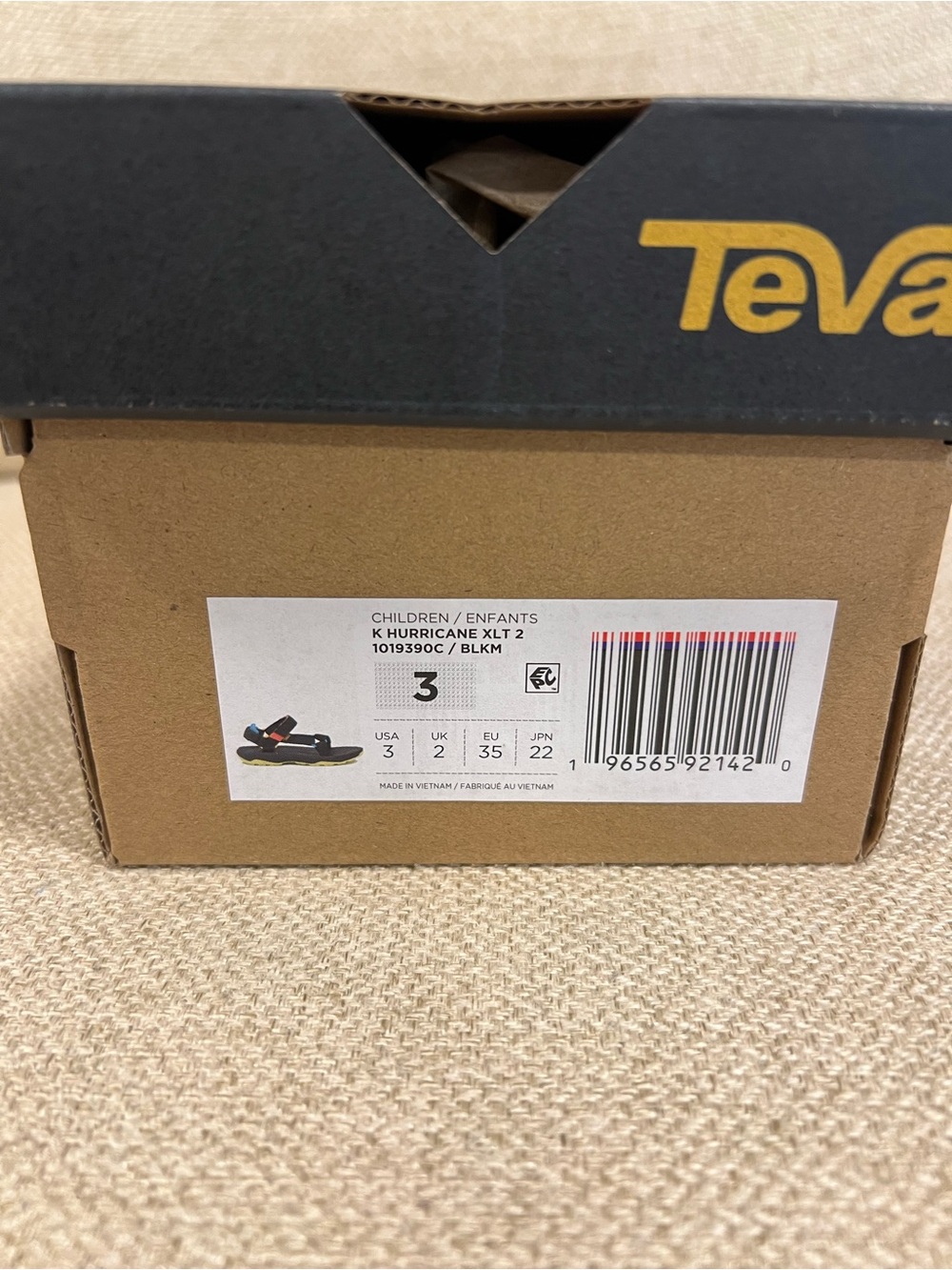 Teva Hurricane XLT 2 Kids Sandals Black Multi Neon Green Size 3 NIB - Picture 6 of 6